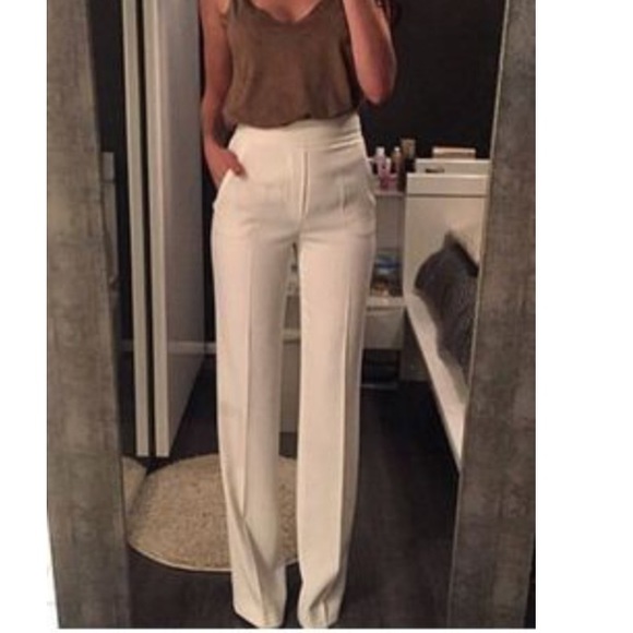 white flare dress pants